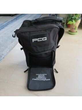 Seville Gear Black Canvas Golf Shoe Bag Zippered Compartments Padded Handle